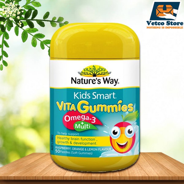 Kẹo Kids Smart Vita Gummies bổ sung Omega 3 + Multivitamin cho não bộ 50 viên